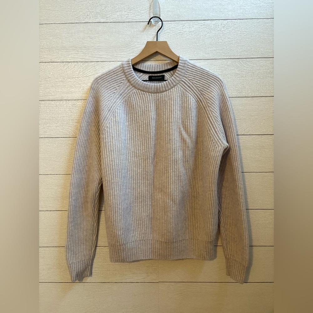 NAADAM Ribbed Wool Cashmere Blend Crewneck Sweater – Women’s L – Heather Oatmeal - Picture 6 of 9
